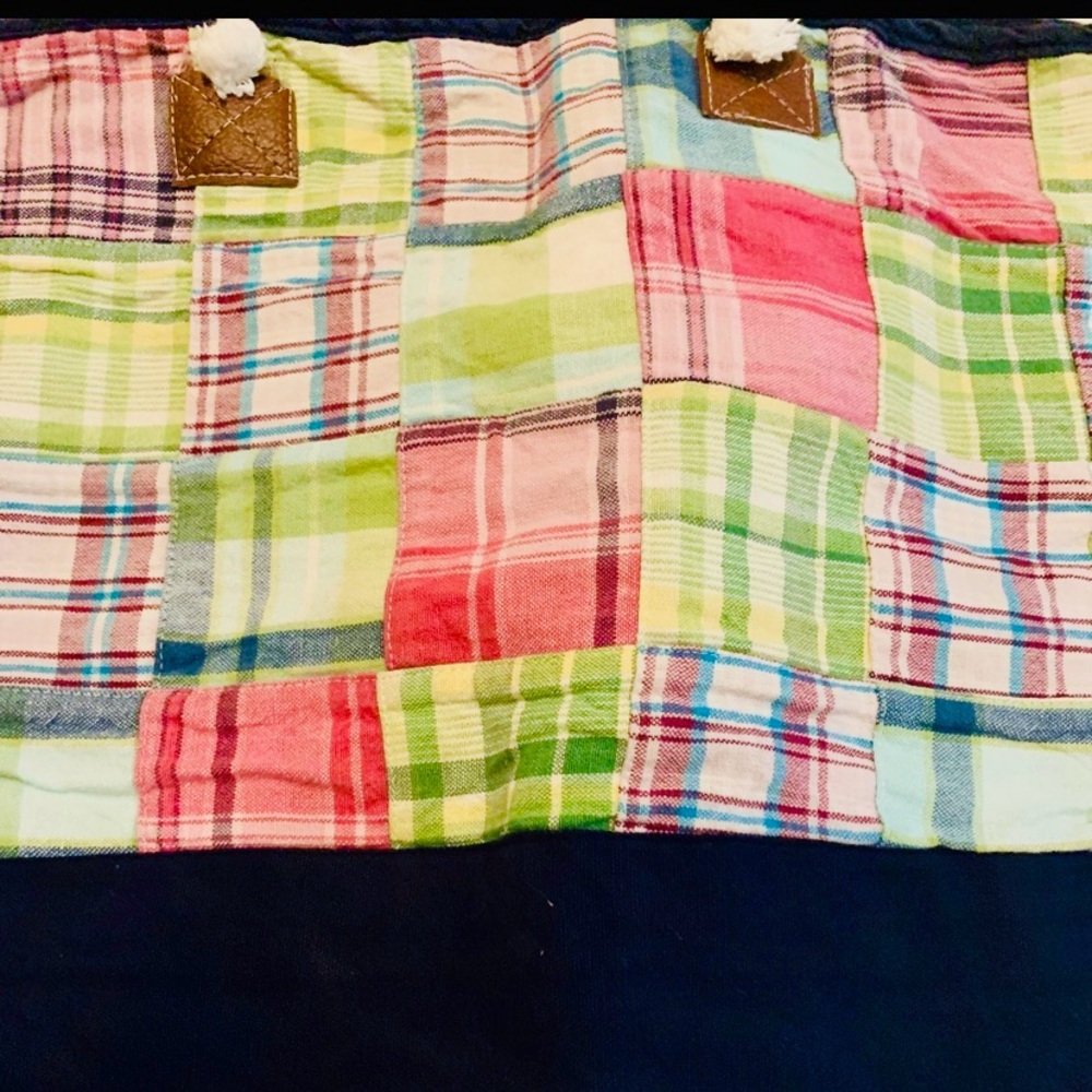 Handmade tote bag washable reusable patchwork plaid pink blue green canvas - Picture 5 of 9